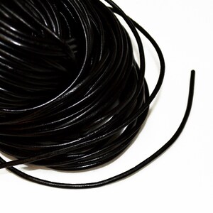 12 ft 1.5mm Genuine Leather Cord Black Round For Leather Choker, Necklace, Bracelet or Jewelry Wrap String