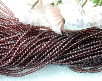 Sale - 20 Strands Light Prune Garnet Faceted Glass Beads 4mm Round 10.5 Inch Per Strand