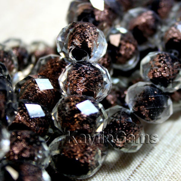 Murano perles facettées Abacus Rondelle or sable - noir 14x10mm, 12x9mm, 10x8mm