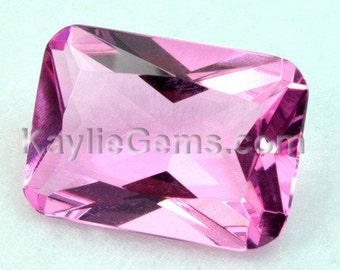 Glass Jewel 18x25mm Octagon Pointed Back, Unfoiled, Faceted Diamond Cut - Pink BR108 - 1pc