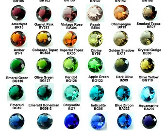 Glass Jewel 10mm Round Faceted Diamond Cut Pointed Back, Unfoiled - You Pick Colors