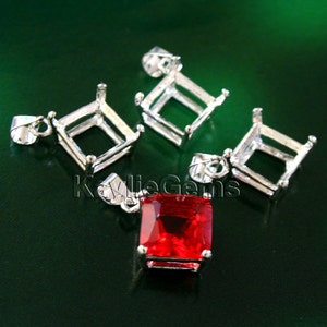 Prong Setting Octagon 10x10mm Silver Plated Open Back with Bail -ST-P683GP