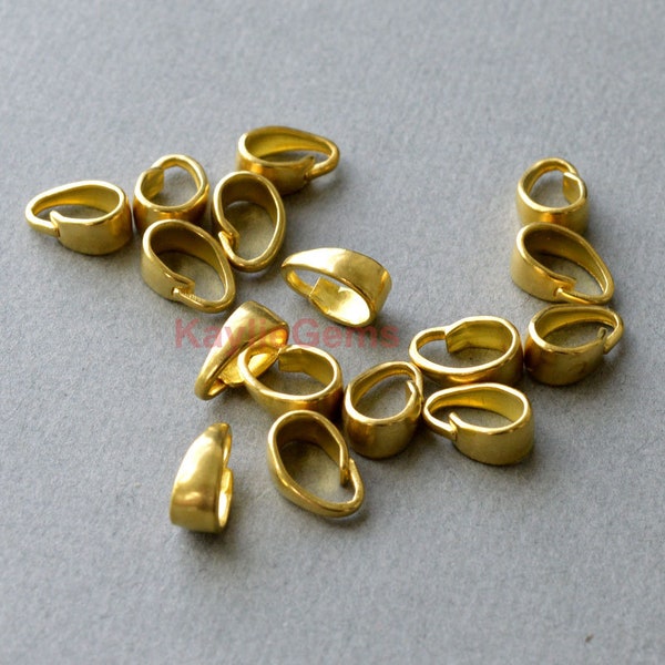 Bail Raw Brass Quality Sturdy  Pinch bails Pendant Clasps 3 Available Sizes