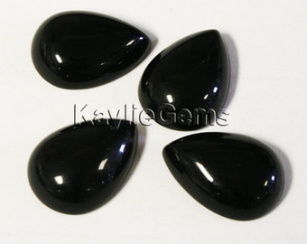 13x18 Tear Drop Glass Cabochon Dome Top- Jet Black - 2pcs