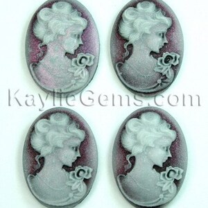 Cameo 18x25mm Shimmery Victorian Lady Portrait  - Light Reflecting Indian Red Shine -4pcs