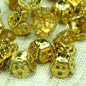Strong Heavy 100 pcs Bead Cap Solid Raw Brass Filigree Basket 4 Leaf 8mm