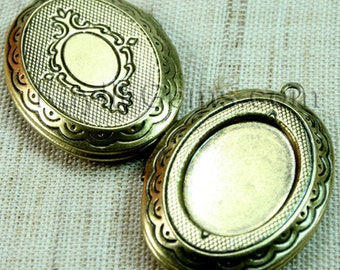 Oval Lockets Antique Brass Cameo Cabochon Frame Setting Victorian Style   -  LKOS-95AB