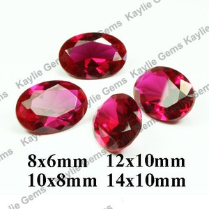 Synthetic Ruby Lab Created Gemstone Red Corundum Oval 14x10, 12x10, 10x8, 8x6
