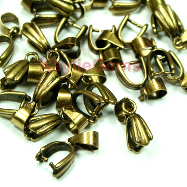 10pc Quality Brass Pinch Bails Pendant Clasps 15mm Silver Etsy
