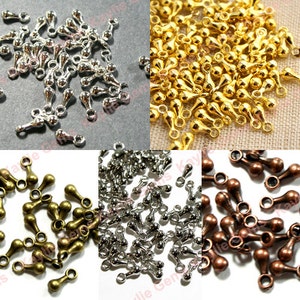 7mm Chain Ends Extension Teardrop Drop Droplet Extender- Antique Brass, Antique Copper, Silver, Gold, Platinum -100pcs