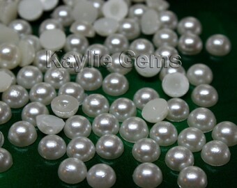 8mm Flat back Round Pearl Cabochon Faux Glue On - 36pcs