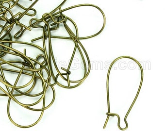 1 Inch 26mm Kidney Earring Wire Ear Wire Hook Antique Brass 12x26mm Elongated Kidney Earwires