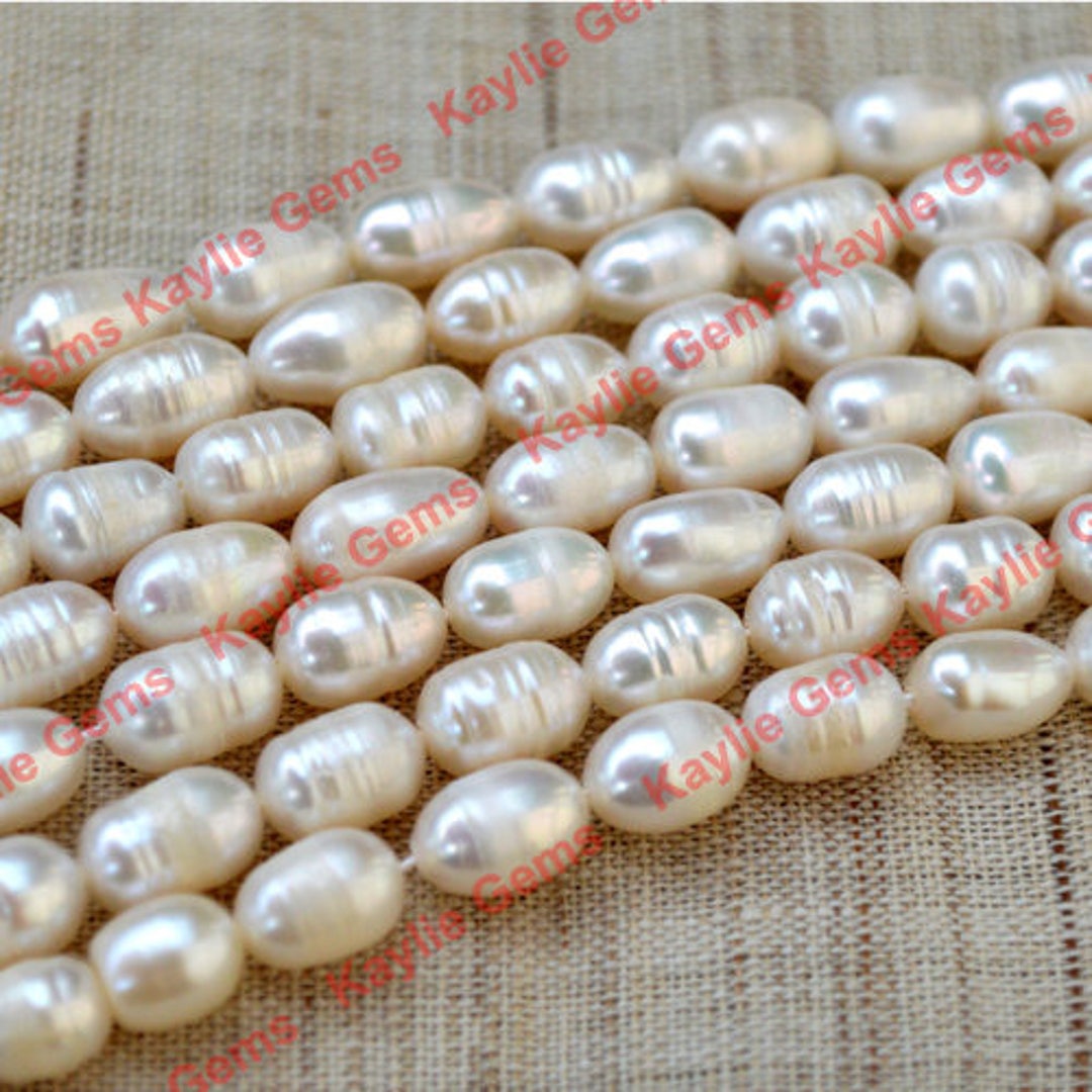 White Rice Fresh Water Pearl 8-10mm 1 Strand 15 Inch. - Etsy
