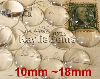 Round Clear Glass Cabochon Cab Dome 10mm, 12mm, 14mm, 15mm, 16mm, 18mm - Pick Sizes