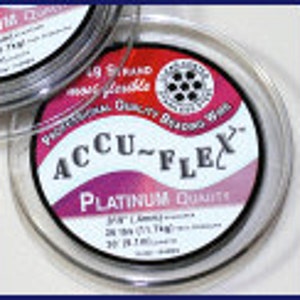 30" AccuFlex Platinum Quality Beading Wire Accu Flex 49 Strand .019 inch Clear Coated Stainless Steel - USA