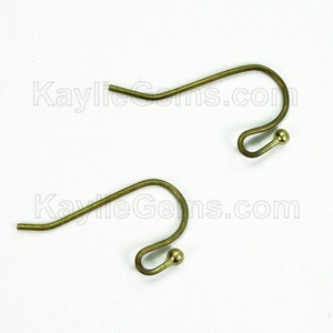 Raw Brass 20mm Earwire S Shape Ball Tip End French Hook Fishhook