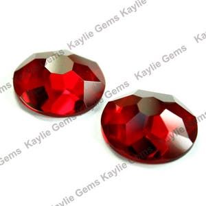20mm Round Glass Jewel Stone Flat Back Snow Flake Cut 1 piece - Ruby Red
