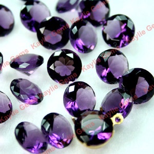 Glass Jewel Round 10mm Faceted Diamond Cut Pointed Back, Unfoiled Purple Amethyst 4pcs image 1