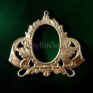 Art Nouveau filigrana estampado marco camafeo Base conector encontrar estilo barroco victoriano latón crudo - G6105RB