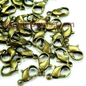 NEW Antique Brass Parrot Lobster Clasps 12mm - Strong - 30pcs