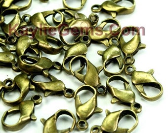 NEW Antique Brass Parrot Lobster Clasps 12mm - Strong - 30pcs