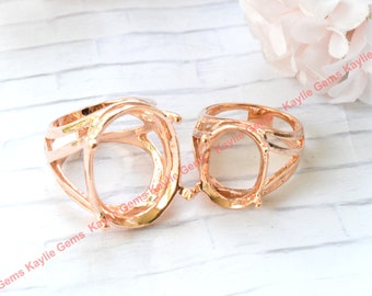 Bague en or rose sertie griffes pour pierres ovales 25 x 18 18 x 13 pouces Plaqué or rose véritable sur laiton Taille 6, Taille 7, Taille 8 Fabriqué aux États-Unis