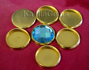 12 Cab de Cabchon Ajuste Ronda 12mm Bandeja de Bisel Raw Latón -ST-CB12MM-RB