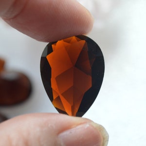 Summer Sale 25x18 mm Tear Drop Pear Dark Smokey Glass Jewel Stone Pointed Back Unfoiled  Old Stock