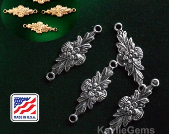 Flower Filigree Stamping Connector Small Raw Brass Victorian Style Premium Quality USA G279