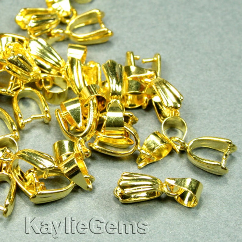 10pc Quality Brass Pinch Bails Pendant Clasps 15mm Silver Etsy