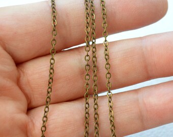 Antique Brass 2x2.5mm Fine Delicacy Soldered Strong Brass Flat Oval Cross Link Chain - 12ft
