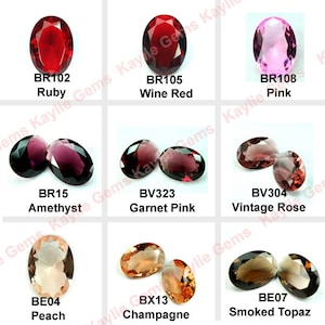 Joia de vidro oval 25x18mm lapidação de diamante facetada apontada para trás sem folhagem - rubi, Sião, rosa, granada, pêssego ou champanhe - escolha sua cor