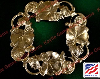 Filigree Stamping Ornate Floral Vine Leaf Morning Glory Flower Raw Brass SF042