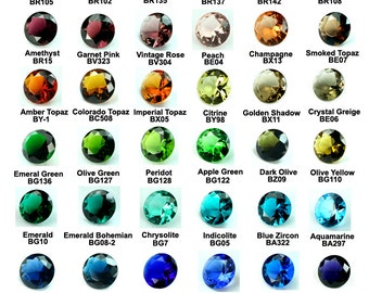 12mm Round Glass Jewel Diamond Cut, Pointed Back, Unfoiled - Pick Your Colors