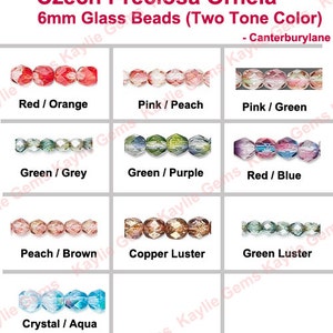 Preciosa Czech Glass Beads Fire Polished 6mm Faceted Round Two Tone Color - 1 Full Strand