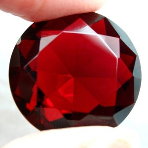 20mm Round Glass Jewel Faceted Diamond Cut Pointed Unfoiled -  Wine-Red BR105 - 1 pc