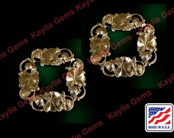 Filigree Stamping Ornate Floral Vine Leaf Morning Glory Flower Raw Brass SF710- 2 pc