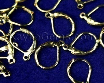 Cables de palanca con lazo, chapado en oro sobre latón crudo sólido 10x15mm -EW-L10x15GP