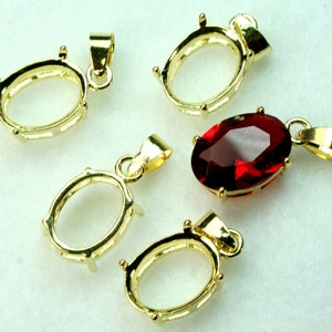 Pre-notched Prong Setting Open Back Gold Plated Oval fit 14x10mm Jewel