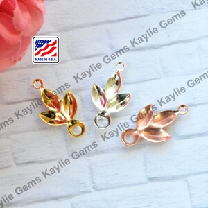 Rhinestone Setting Leaf Link Charm Pendant Rhinestone Cup Silver Rose Gold, Gold