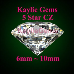 AAAAA Five Star CZ Cubic Zirconia Round Diamond Brilliant Cut Round 6mm, 8mm, 10mm
