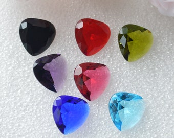 18mm Heart Faceted Diamond Cut Glass Gem Stone Jewel Pointed Back