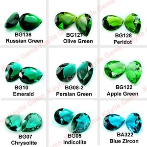 Glass Jewel 18x25mm Tear Drop Pointed Back Unfoiled  - Green, Emerald, Peridot, Apple Green, Chrysolite, Indicolite, Blue Zircon -Pick Color