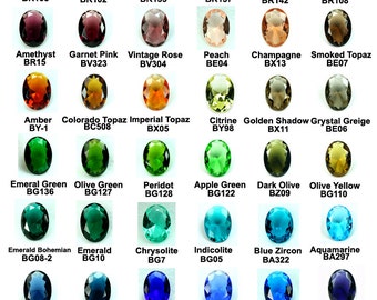 Glass Jewel 10x14mm Oval Faceted Diamond Cut Pointed Back Unfoiled -You Choose Colors