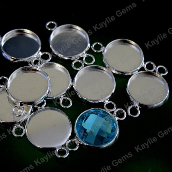 10 Pcs 12 mm Ronda bandejas de cabujón de doble cara o la configuración de plata antigua comprar Kit