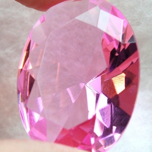 Large 30x22mm Oval Faceted Diamond Cut Glass Jewel - Pink BR108 - 1pc