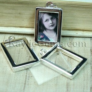 Picture Frame Charm Pendant Earring Drop Double Sided Rectangle 16x22mm Antique Brass 2 Sets image 4