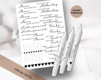 Mother&#39;s Day | Christian candle tattoos | Waterslide decal | Blessings | digital download | Candle tattoos candle stickers | Jesus candle