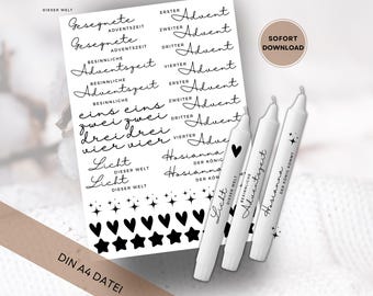 Advent | Christian candle tattoos | Waterslide film | Christmas | digital download | Candle tattoos candle stickers | Jesus candle