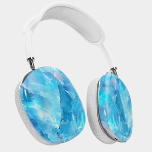 Teal Crystal AirPods Max Case Aquamarine Gemstone Design Clip-On Protective Cover Stylish Earphone Accessory Unique Gift AirPod Cover